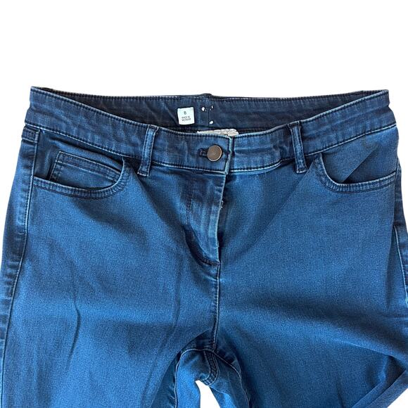 Per Se by Carlisle Stephanie Dark Wash Raw Hem Cropped Jeans Womens Size 8 - Picture 3 of 5